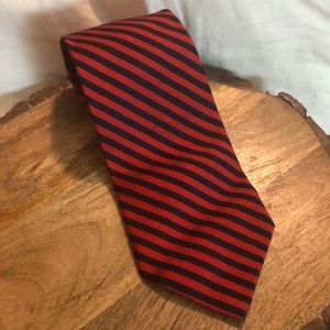 BROOKS BROTHERS 100% Silk Angled STRIPE NavyBlue Red USA Made Classic PREPPY New